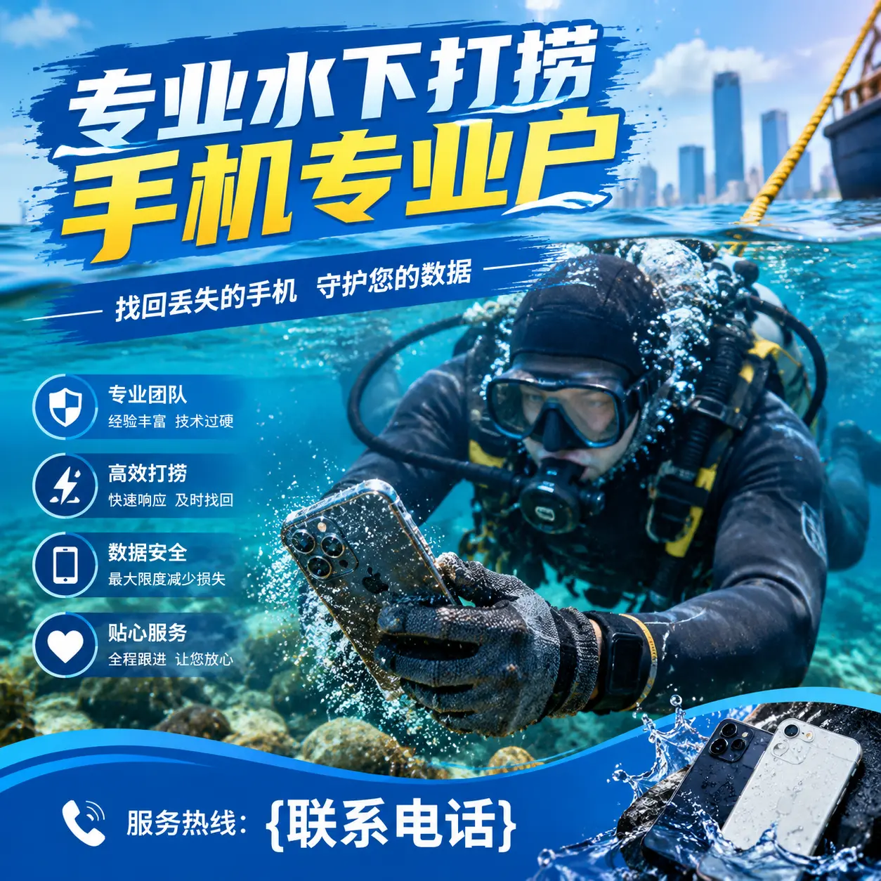 根河专业水下打捞手机专业户